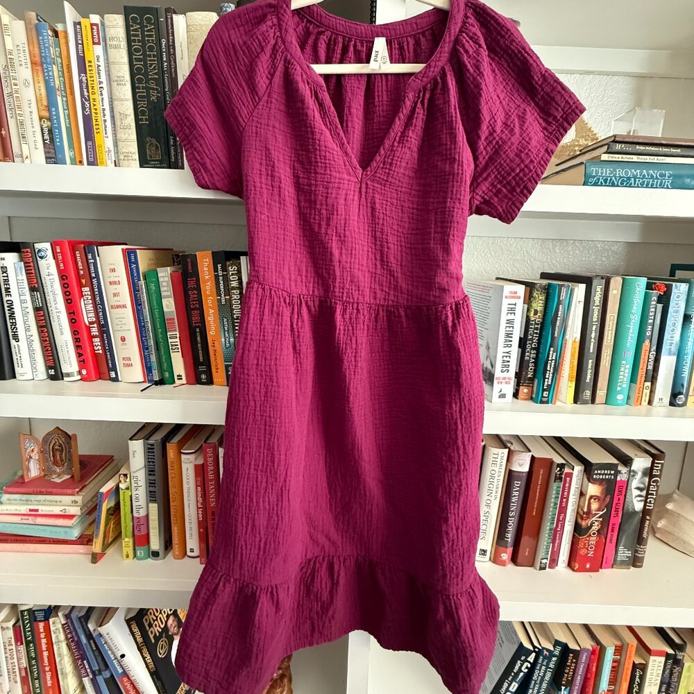 Pact Women's Organic Cotton Coastal Double Gauze Breezy Dress Size M - Picture 3 of 3